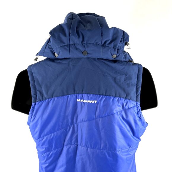 Women’s Mammut Pertex Microlight Zip Blue Hood Ajungilak Vest Jacket Size S - Picture 5 of 9